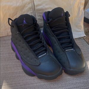 Jordan Retro  13 Black and Purple Basketball Sneakers